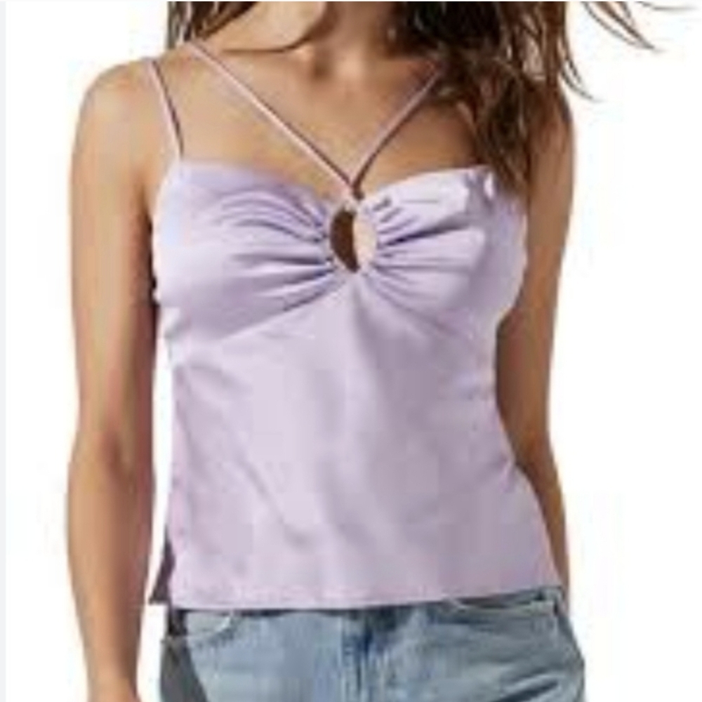 NWT Astr Lilac Satin Keyhole Camisole Top